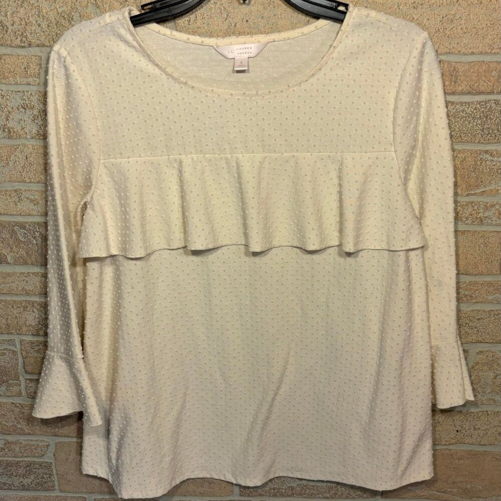 LC Lauren‎ Conrad Ivory Ruffle Top Size S